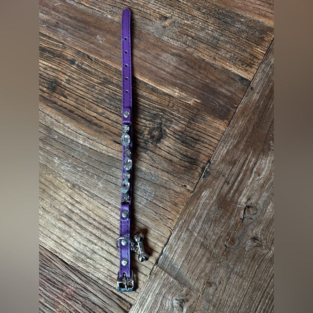 Purple Rhinestone Dog Collar